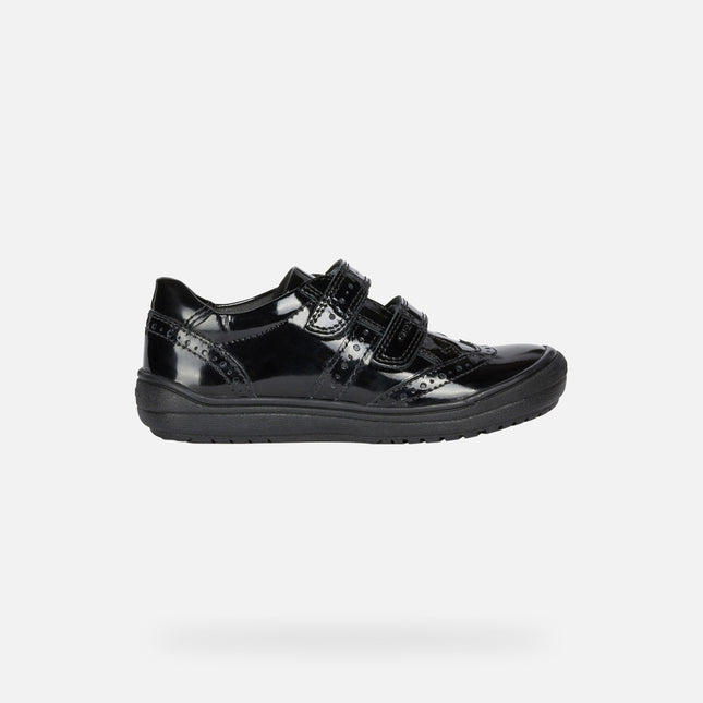 Geox J HADRIEL Girl's G Patent Leather Shoes - Black