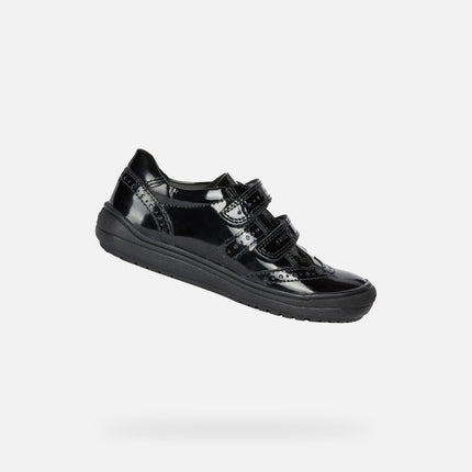 Geox J HADRIEL Girl's G Patent Leather Shoes - Black
