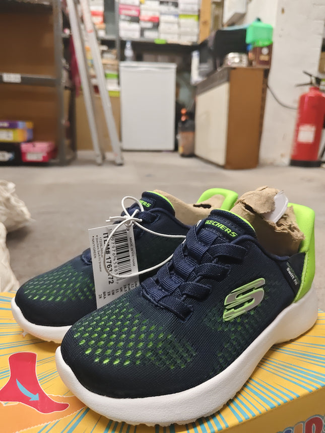 Skechers Boys' Swift Fit Sneakers Shoes - Navy/Green