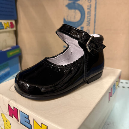 Nens Girls' Charol Leather Kids Shoes - Black Patent