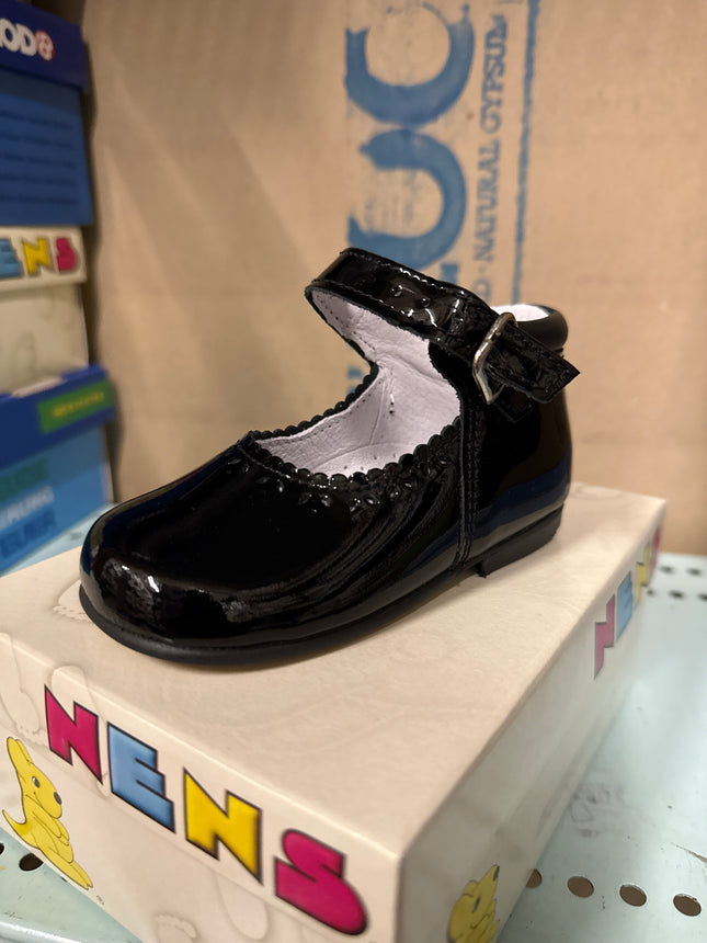 Nens Girls' Charol Leather Kids Shoes - Black Patent