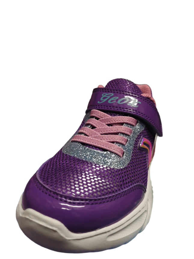 Geox Boys' J Assister G. A Waterproof Textile & Synthetic Patent Trainers – Violet & Dark Pink