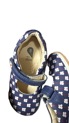 Be Young Girls’ Daisy Print Mary Jane Leather Kids Shoes - Navy