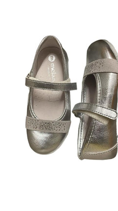 Melania Ballerina Velcro Shoes - White and Silver