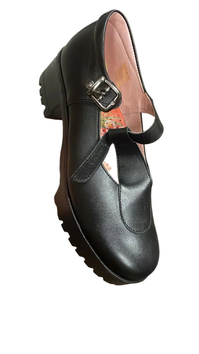 Petasil Girls' Zoe Aniline Leather Shoes - Black
