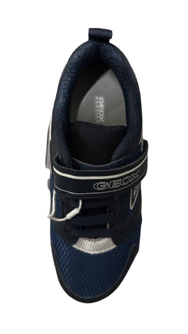 Geox Boys' Lights J Ciberdron C Mesh Geobuck Leather Kids Shoes - Avio & Navy