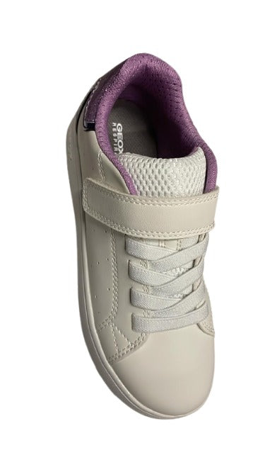 Geox J Eclyper A Synthetic + Glossy Synthetic Patent Shoes - White/Lavender