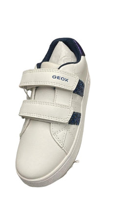Geox J Eclyper A Synthetic Leather Shoes - White/Navy