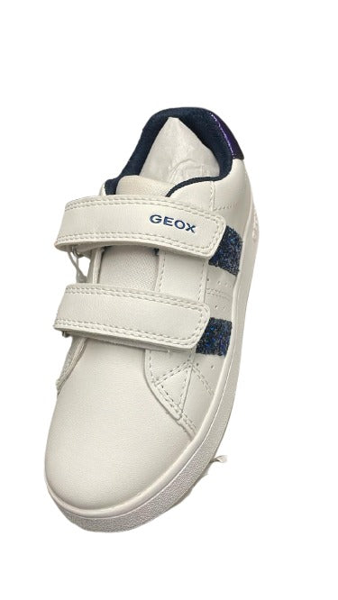 Geox J Eclyper A Synthetic Leather Shoes - White/Navy