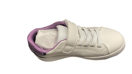 Geox J Eclyper A Synthetic Glossy Synthetic Patent Shoes - White/Lavender