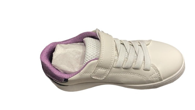 Geox J Eclyper A Synthetic Glossy Synthetic Patent Shoes - White/Lavender