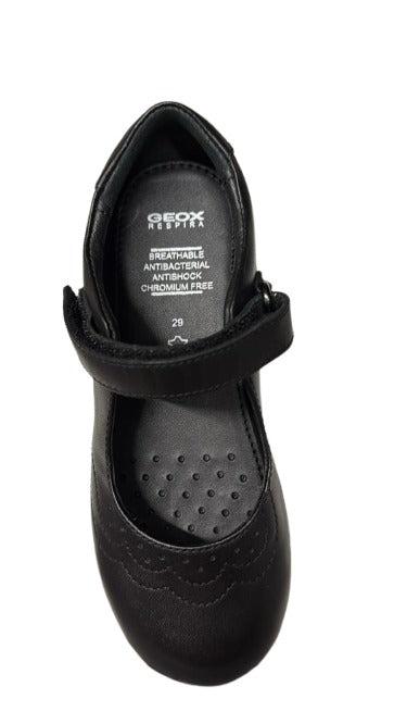Geox J Iberide A Smooth Leather Girl's Shoes – Black