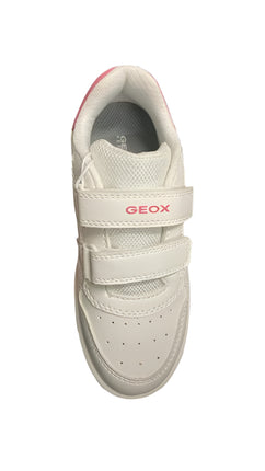 Geox J Washiba B Synthetic Leather Shoes - White/Coral