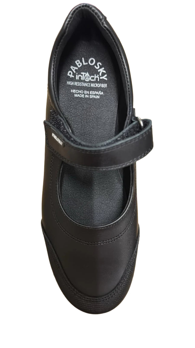 Pablosky Girls' Box Leather Shoes – Black