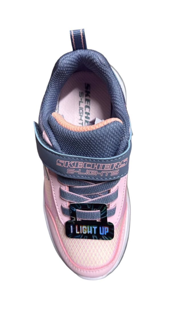 Skechers S-Lights Sola Glow Ombre Deluxe Girls' Light-Up Trainers – Grey/Light Pink