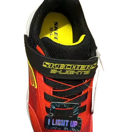 Skechers S-Lights Metrorlights Krendox Boys' Light-Up Trainers – Red/Black