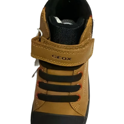 Geox B Gisli B. C Boys' Waxed Synthetic & Nylon Trainers – Dark Yellow/Black