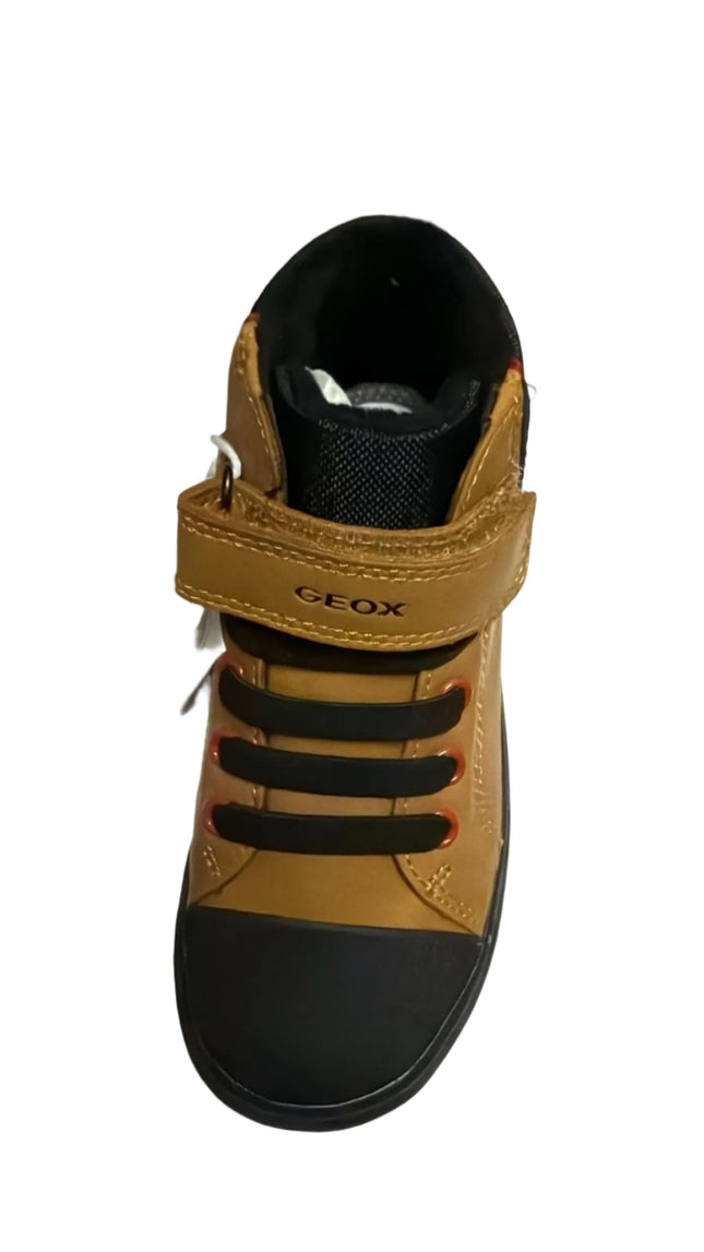 Geox B Gisli B. C Boys' Waxed Synthetic & Nylon Trainers – Dark Yellow/Black