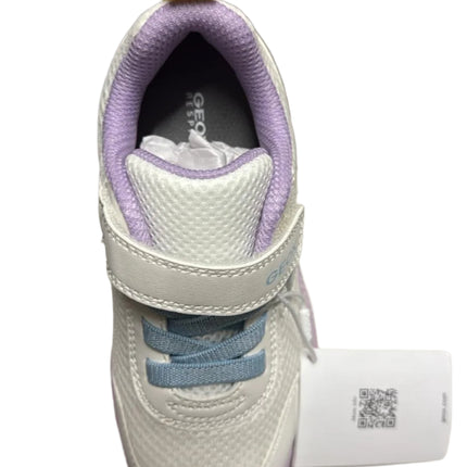 Geox Girls' B Sprintye G. D Mesh & Geobuck Trainers – White with Multicolour Accents