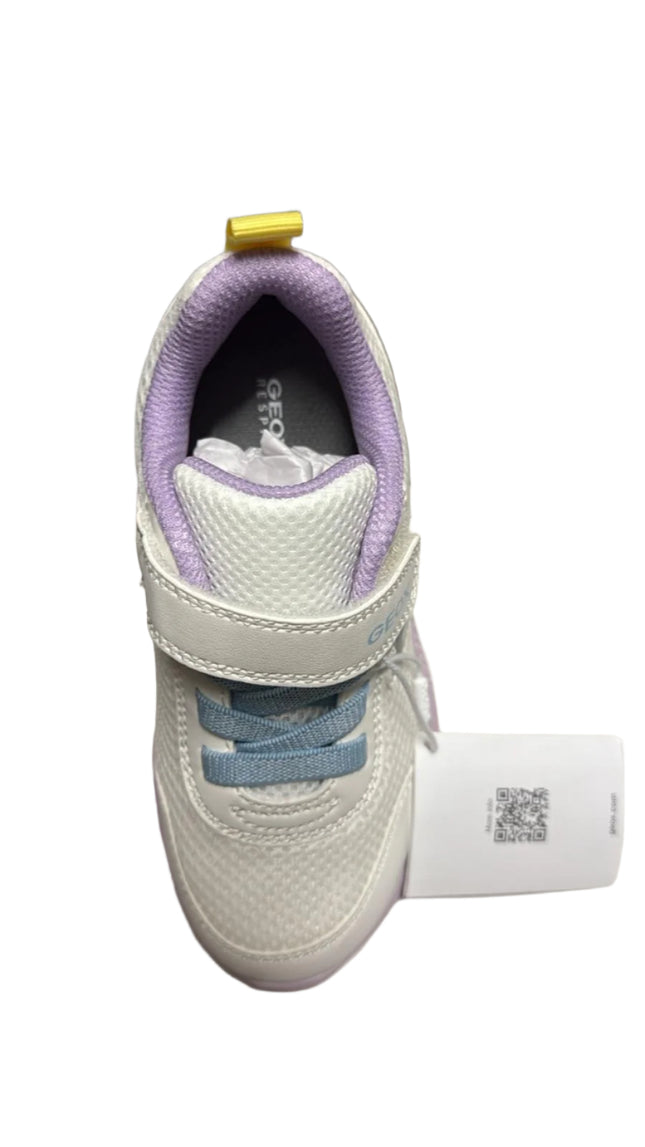 Geox Girls' B Sprintye G. D Mesh & Geobuck Trainers – White with Multicolour Accents