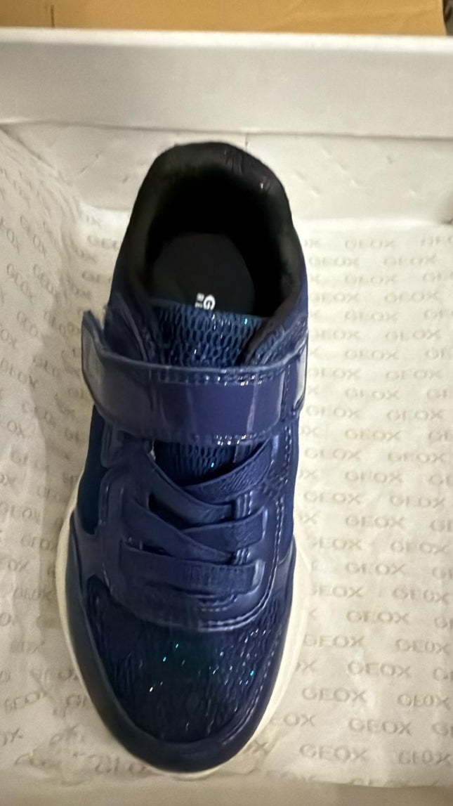 Geox B Eclyper A Synthetic Leather Trainers – Navy