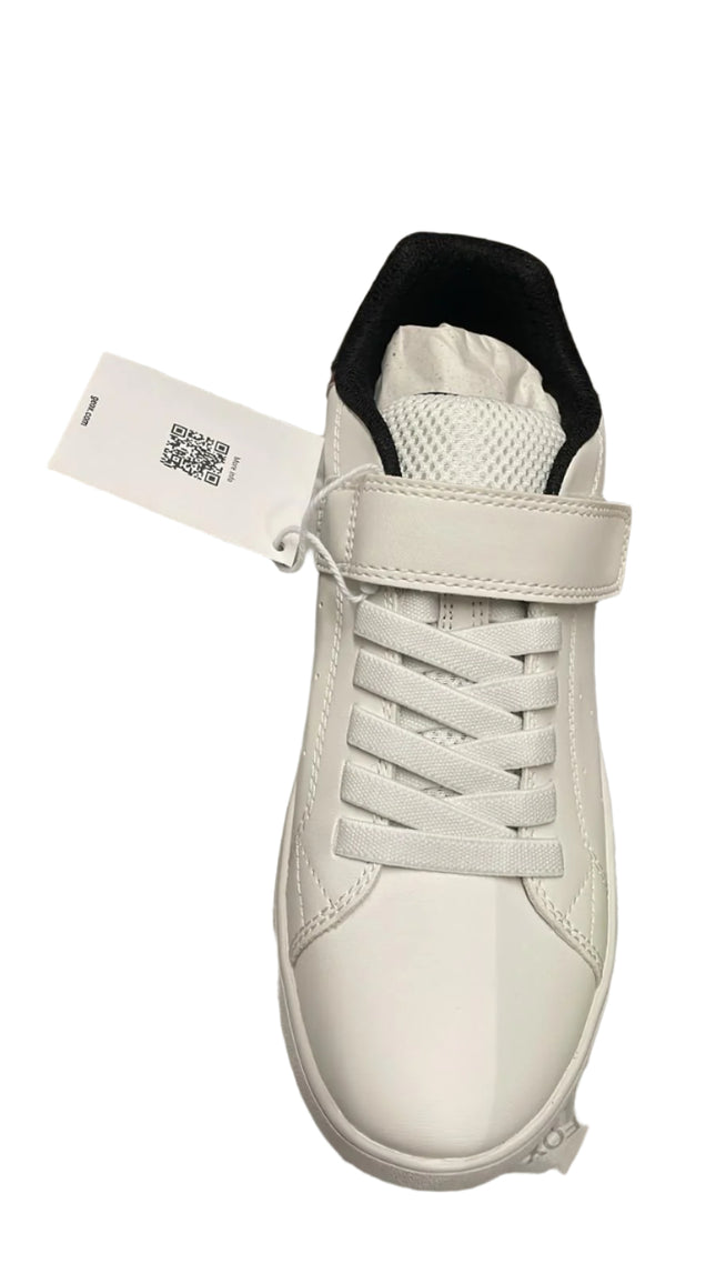 Geox J Eclyper A Synthetic Leather + Glossy Synthetic Patent Shoes - White/Black