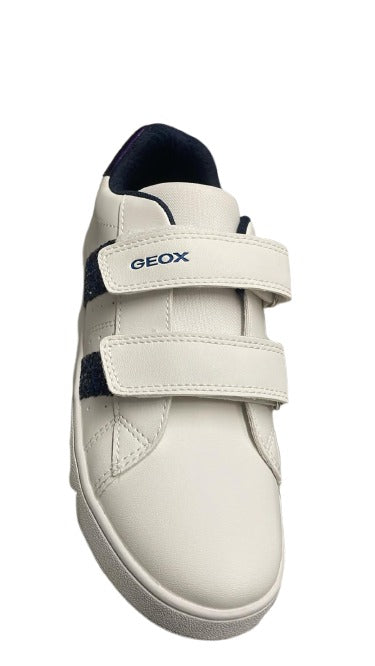 Geox J Eclyper A Synthetic Leather Shoes - White/Navy