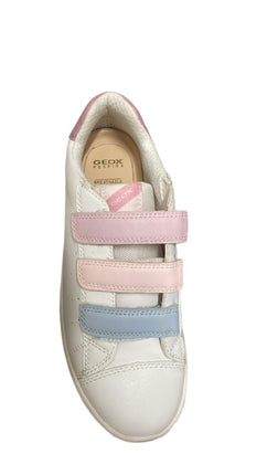 Geox J Silenex G. B Synthetic Leather Shoes – White/Rose
