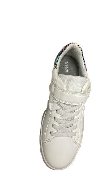 Geox Boys' J Mesh C Synthetic Leather Shoes – White/Multicolour