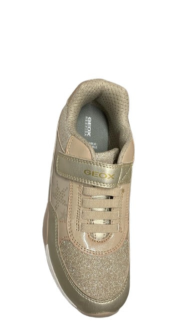 Geox Boys' J S G.B Synthetic + Glitter Textile Shoes – Beige/Gold