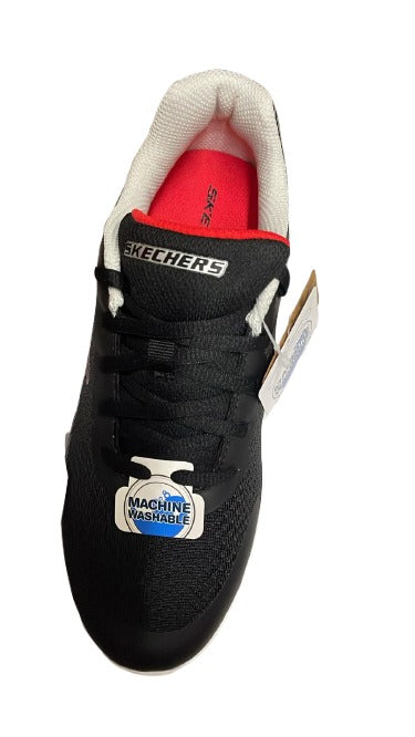 Skechers Boys' Microspec II Vovrix Shoes – Black/Silver/Red