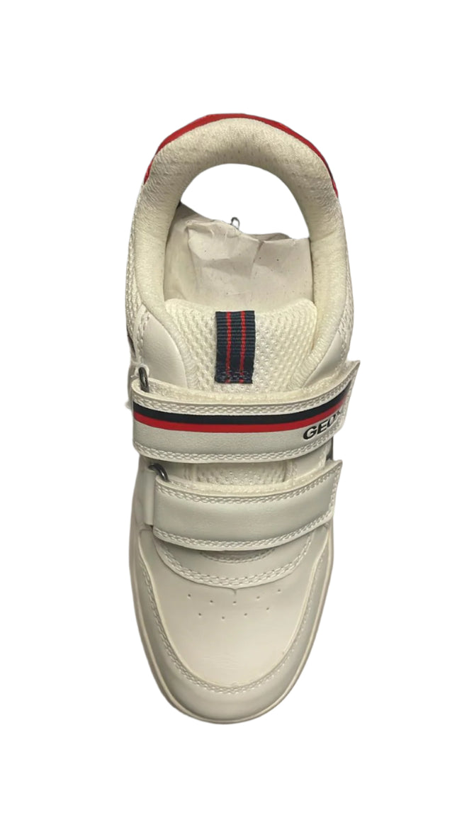 Geox J Arzach Boys' Synthetic Leather & Mesh Trainers – White/Navy