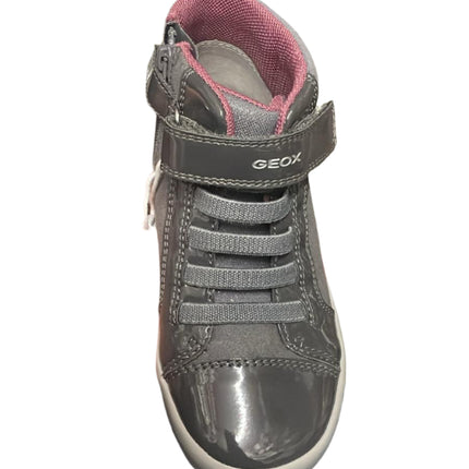 Geox Girls' Gisli G.A. GBK Trainers Suede and Patent Leather – Dark Grey