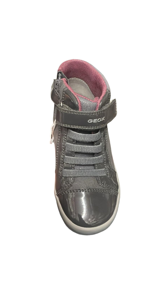 Geox Girls' Gisli G.A. GBK Trainers Suede and Patent Leather – Dark Grey
