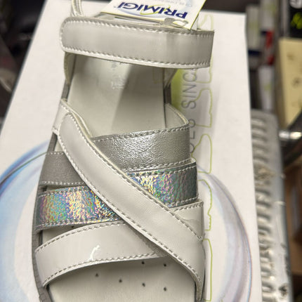 Primigi Women's Leather Bass Sandals - White Silver