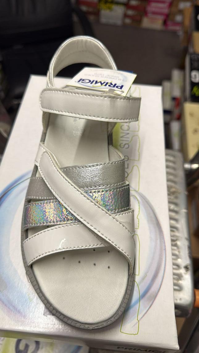 Primigi Women's Leather Bass Sandals - White Silver