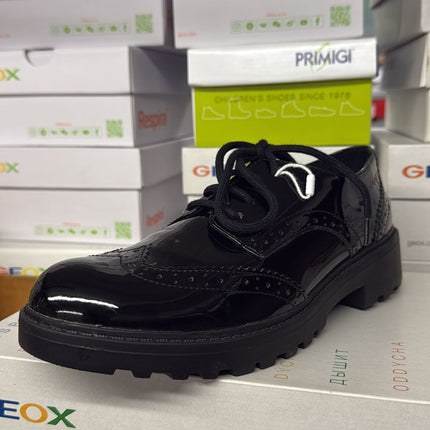 Geox Casey Lace-Up School Shoes - Black