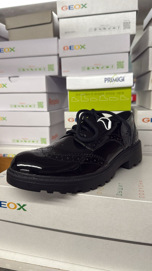 Geox Casey Lace-Up School Shoes - Black