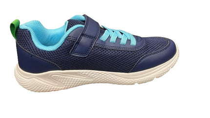 Geox Boys' J Sprintye B A Mesh Geobuck Leather Shoes - Navy/Light Green