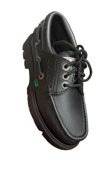 Kickers Boys' Lennon Boat Leather Shoes - Black