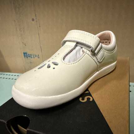 Start-Rite Girls’ Puzzle Patent Leather Kids Shoes - White