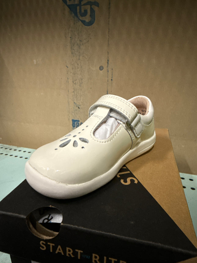Start-Rite Girls' Puzzle Patent Leather Kids Shoes -White