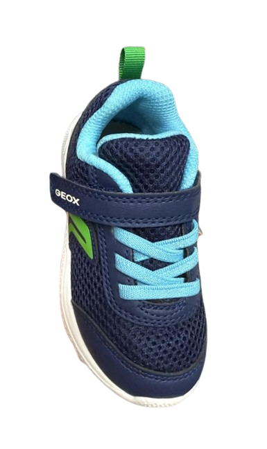 Geox Boys' Sprintype Geobuck Kids Shoe -Navy/Light Green