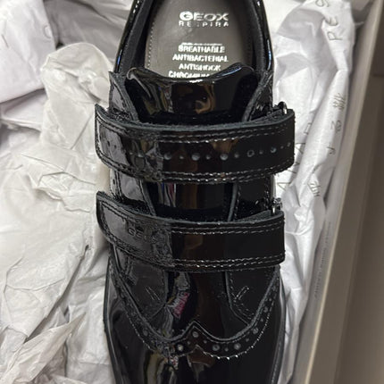 Geox J Hadriel G.G Patent Leather Shoes – Black