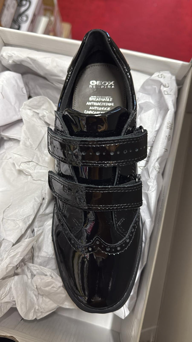 Geox J Hadriel G.G Patent Leather Shoes – Black