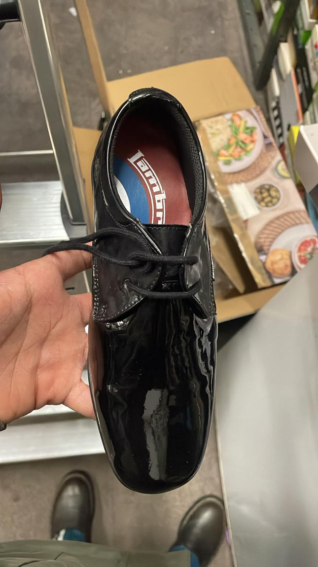 Lambretta Tomkin Plain Derby Patent Shoes – Black