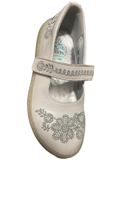Pomdapi Girls' Stampy Baby Brod Leather Kids Shoes - White