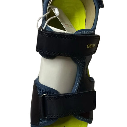 Geox Girls' J Vaniett B. B Mesh and Geobuck Sandals – Navy/Light Blue