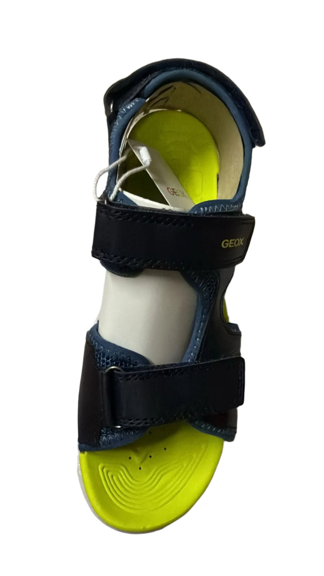 Geox Girls' J Vaniett B. B Mesh and Geobuck Sandals – Navy/Light Blue