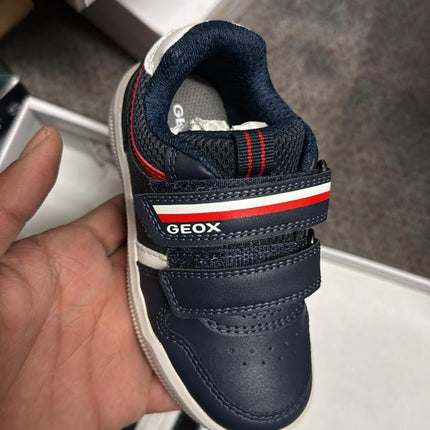 Geox Boys' Arzach Synthetic Leather Mesh Kids Shoes - Navy/Red